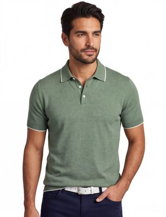Scotland Blue Poloshirt Scotland Blue groen gem&ecirc;leerd 100% katoen