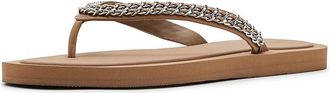 Tory Burch Kira Chain Flip-Flops Womens Sandals Almond Flour : 10 M, Leather/Synthetic