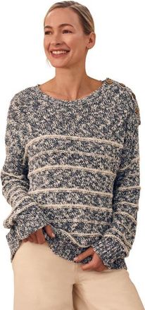 Celtic & Co. Linen Cotton Breton Sweater in Navy Mouline at Nordstrom, Size X-Small