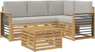 vidaXL Conjunto De Sof&aacute;s De Exterior 5 Uds. Blanco Y Gris Claro Vidaxl