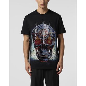 Philipp Plein Round Neck T-Shirt Chrome Skull Stones Men in Black at Nordstrom, Size Xxx-Large