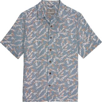 Royal Robbins Camino Pucker Short Sleeve Recycled Polyester Button-Up Shirt in Orion Blue Dragonfly at Nordstrom, Size Xx-Large