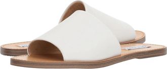 Steve Madden Grace Sandals White Leather Open Toe Slide HAWK589