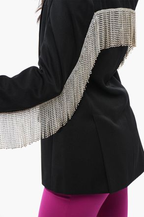 Dsquared2 Blazer in Misto Lana CRYSTAL FRINGED con Rever a Scialle Dsquared2