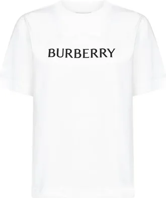 Burberry Logo Katoenen T-shirt - Dames - T-shirts - Wit - XS - Katoen - Tops