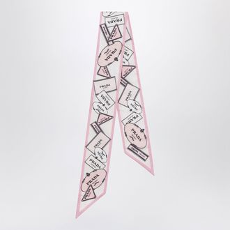 Prada Printed pink ribbon in silk twill