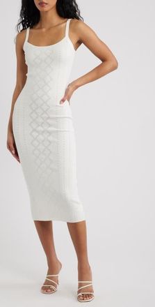 LoveShackFancy Opalina Sleeveless Mixed Stitch Midi Dress in Off White at Nordstrom, Size X-Small