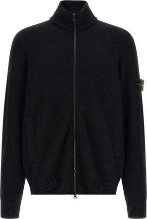 Stone Island Black Regular Zip Up Cardigan