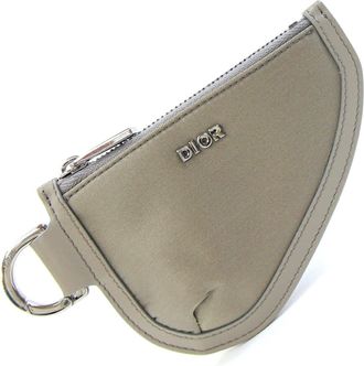 Dior Khaki Nylon Leather Coin Purse/Coin Case (Pre-Owned)