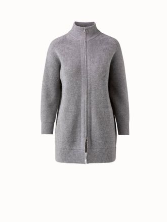 Akris Womens Cashmere Ribbed Cardigan In Smoke