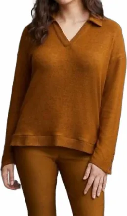 Tribal Johnny Collar Top - Plus In Tan