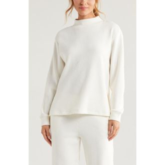 Zella Cozy Waffle Knit Tunic in Ivory Egret at Nordstrom Rack, Size Large