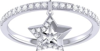 LuvMyJewelry Lucky Star Silver Diamond Charm Ring