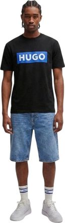 HUGO BOSS Unisex T-shirt met dooslogo voor volwassenen (Zwart)