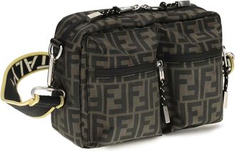 Fendi Mens Ff Monogram Fabric Camera Case Tab.mr+nero Polyester Shoulder Bags