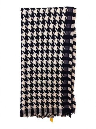 Jane Carr Womens Houndstooth Pattern Scarf In Mariner