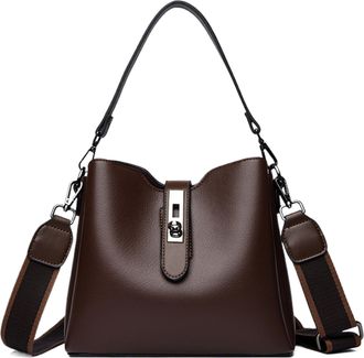 Generic Portable Leather Bag - Lightweight Womens Handbags &brvbar; Shoulder Bags with Magnetic Buckle, Leather Bucket Bags with Secure Storage, Tote Bag, Bucket Pur