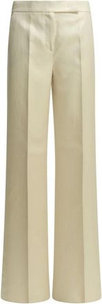 Max Mara Badesse Wide Broeken - Dames - Broeken - Beige - Maat: 2XS Linnen