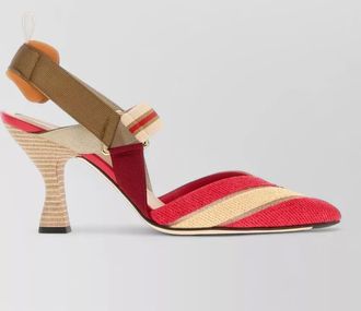 Fendi embroidered raffia sandals