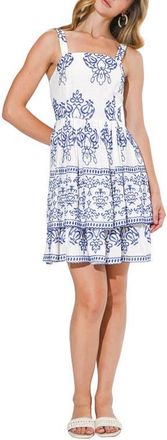 Adelyn Rae Cassidy Embroidery Minidress in White/Blue at Nordstrom, Size X-Small
