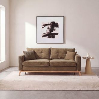 Maisons du monde Sof&aacute; de estilo escandinavo de 3 plazas de pana verde kaki