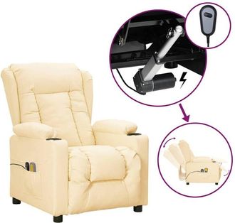 Les Tendances Les Tendances - Sill&oacute;n De Masaje El&eacute;ctrico Cuero Sint&eacute;tico Crema Vidaxl