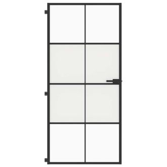 Berkfield Home Interior Door Slim Black 93x201.5 cm Tempered Glass & Aluminium