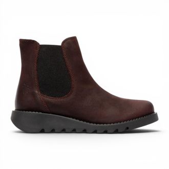 FLY London Dames Bourgogne Chelsea Su&egrave;de Leren Enkellaarzen - SALV195