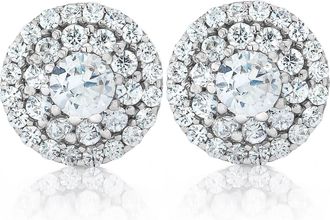 Pompeii3 Double Halo Diamond Screw Back Studs 1/2 Carat TW 14K White Gold