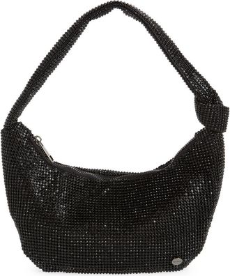 Olga Berg Jessica Crystal Croissant Bag in Black at Nordstrom