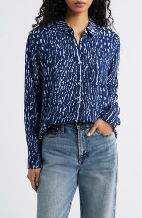 Rails Josephine Print Button-Up Shirt in Dark Navy Lynx at Nordstrom, Size Medium