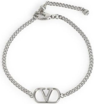 Valentino Garavani Silver Logo Bracelet
