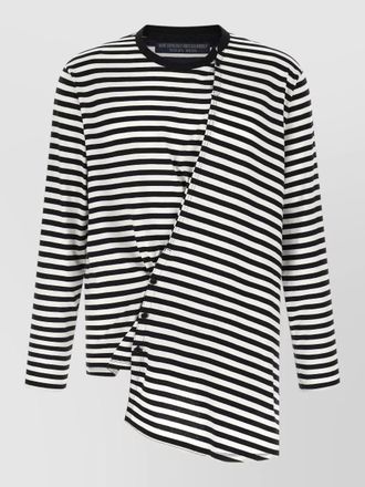 Yohji Yamamoto asymmetrical striped sweater round neck buttons