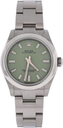Rolex Oyster Perpetual Pistachio Green Automatic Watch Stainless Steel 31 in Metallic Silver at Nordstrom