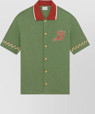 Dr&ocirc;le de Monsieur short sleeve shirt contrast collar graphic