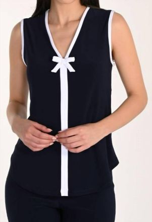 Frank Lyman Design Sleeveless Top With Bow Detail In Black/white