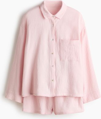 H&M Pyjama mit Oberteil und Shorts - Pink