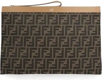 Fendi Embroidered Canvas Large Ff Clutch