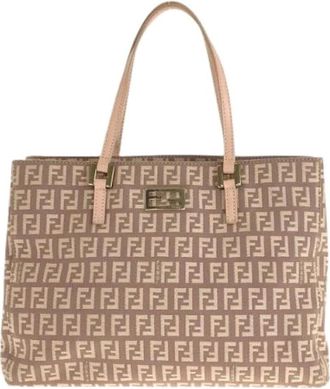 Fendi Pre-owned Tote Bags, female, Beige, Size: ONE SIZE Pre-owned Canvas Tote Bag