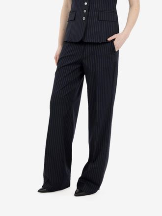 SOLOTRE Pantalone gessato navy