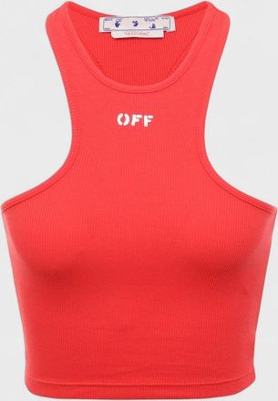 Off-white Womens Off Stamp Ribbed Rowing Top Red - Size Medium