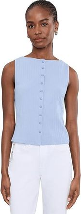 Madewell Ribbed Crewneck Shell Top Womens Clothing Tranquil Blue : LG (Womens 10-12), Cotton