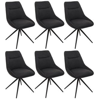 Hhg Lote De 6 Silla De Comedor Hhg 066, Silla De Cocina Sill&oacute;n Silla, Giratoria Autoposicionable Metal Tela/textil, Antracita