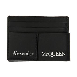 Alexander McQueen Kaarthouder met Logo - Heren - Accessoires - Zwart - Maat: ONE Size Leer