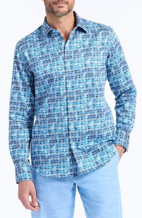 Robert Graham Westmoreland Cotton Button-Up Shirt in Blue at Nordstrom, Size Xxx-Large