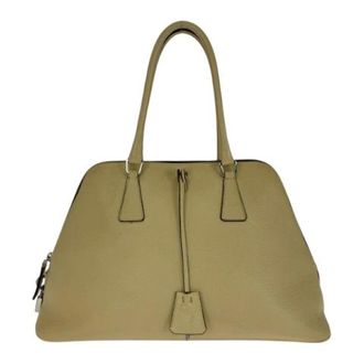 Prada Pre-owned Handbags, female, Beige, Size: ONE SIZE Pre-owned Saffiano Leather Handbag