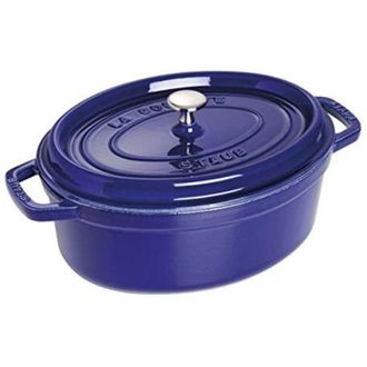 Staub La Cocotte 29cm Oval Dunkelblau. Gusseisen