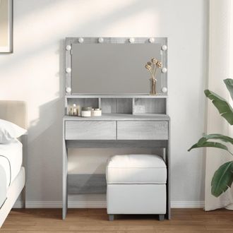 Berkfield Home Dressing Table with LED Grey Sonoma 80x41x134.5 cm