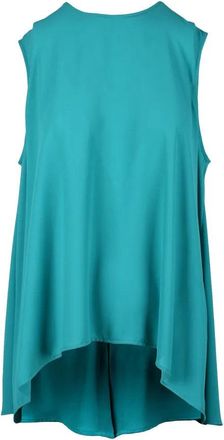 Maesta Aqua Green High-Low Polyester Blouse