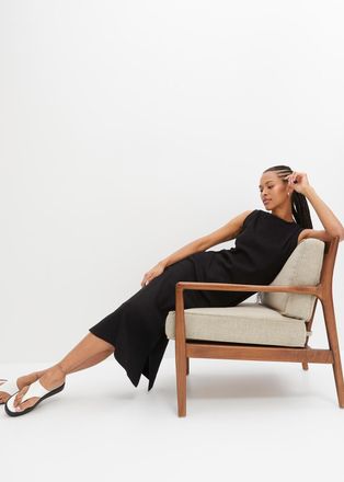 Bonprix Jerseykleid BONPRIX, Damen, Gr. 52/54 (XXL), N-Gr, schwarz, Jersey, Obermaterial: 95% Baumwolle, 5% Elasthan, bequem, Kleider Jerseykleid, aus Rippjer